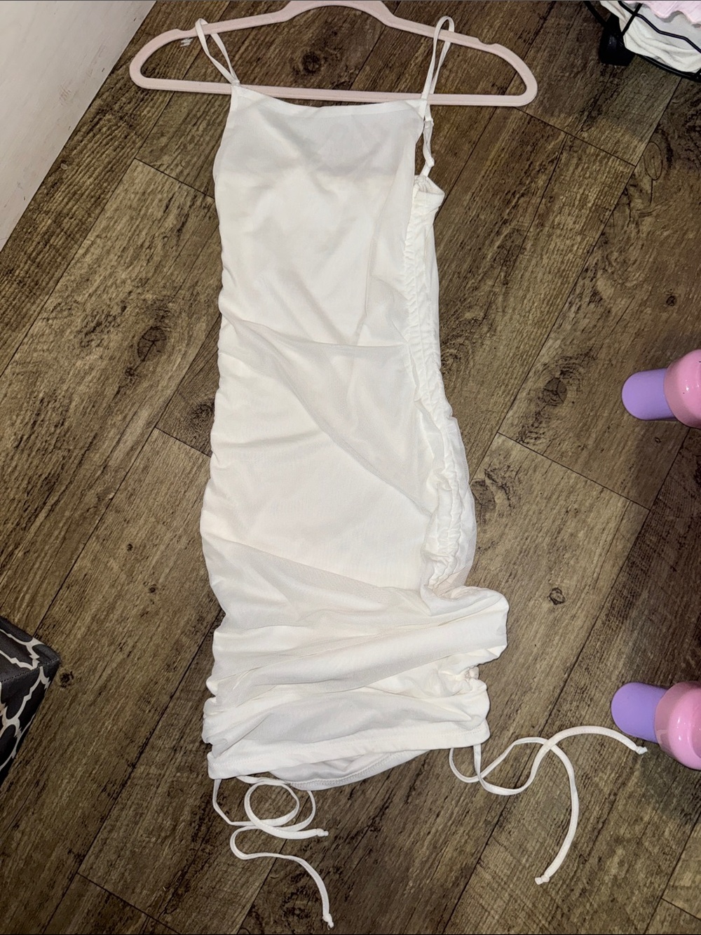 Fashion Nova White Ruched Mini Dress
